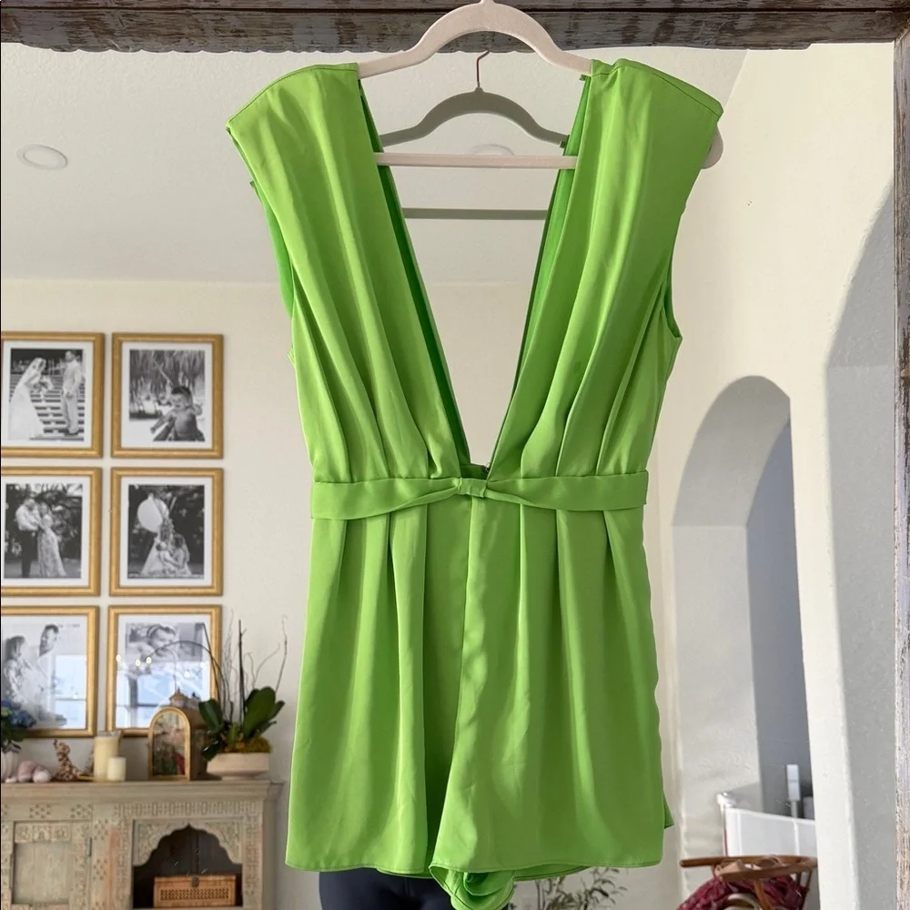 Ramy Brook Isabelle Plunge Romper in Capri Green